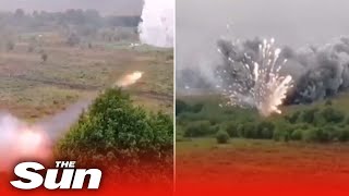 Russian forces launch brutal attack on Ukraine targets with flamethrower system [upl. by Hairam]