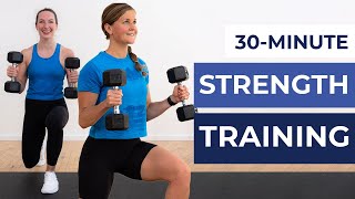 30Minute Full Body Dumbbell Strength Workout For Women [upl. by Lessur]