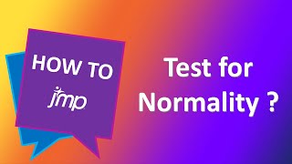 How do I test my data for normality using JMP software [upl. by Clorinda]