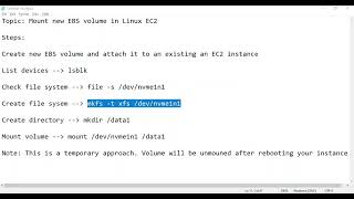 AWS Create new drive in Linux  Linux mount EBS volume [upl. by Ahsiea]