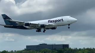 Flexport Atlas Air Boeing 747400F Landing at KMIA N485MC [upl. by Omari]