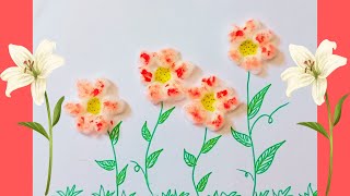 DIY Easy Handmade Cotton Flowers 💐 Making Craft Idea  Drawing with Cotton Easy Tutorial [upl. by Attenweiler]