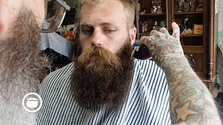 Massive Thick Beard gets Trimmed at the Barbershop [upl. by Ardnohs139]