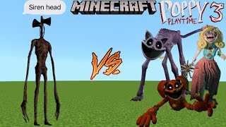 Siren Head vs Poppy Playtime Chapter 3 in MINECRAFT [upl. by Nytsirhc]