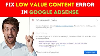 How to Fix AdSense Low Value Content Error  We Found Some Policy Violations AdSense [upl. by Eterg]