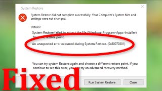 How To Fix An Unspecified Error Occurred During System Restore 0x80070301  Windows 1087 [upl. by Danaher]