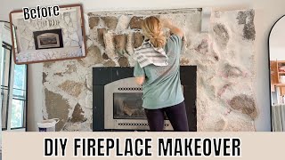 DIY lava rock fireplace makeover  German shmear [upl. by Aeriell215]