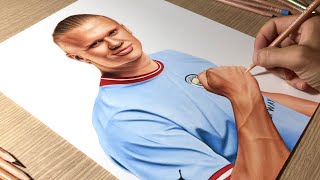 Drawing Erling Haaland Manchester City • Time Lapse [upl. by Candace]