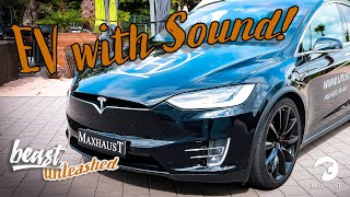 tesla Model X with Sound Electric Car with V8 Sound by maxhaust [upl. by Hayotal]