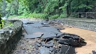 Mudslide damage closes part of Palisades Interstate Park [upl. by Aihsemek]