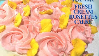 Cake Baking and Decorating Tutorial  Fresh cream Rosettes Decoration  Cake Recipe in Oven with Egg [upl. by Anatniuq646]