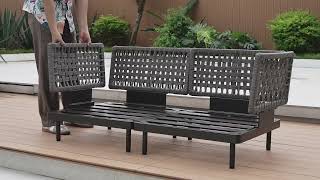 Charcoal Aluminum Outdoor Sofa Assembly Guide｜OTDMEL [upl. by Etak]