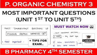 Most Important Questions  Tips amp Tricks  Pharmaceutical Organic Chemistry 3  Carewell Pharma [upl. by Acilgna]