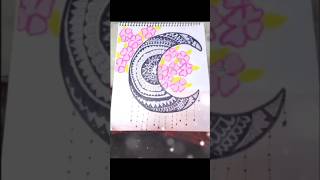 Beautiful Moon Mandala Art art mandala tere bina na Guzara eLearnwithDaisy [upl. by Brant]