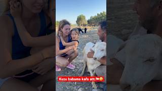 Kuzu babama kafa attı🐑🤣 shorts keşfet komedi komik viral babakız kuzu aile tatil [upl. by Dlanar523]