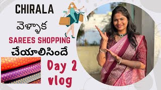 Chirala sarees shopping vlog wholesale sarees  shathamanam silks  Mahatma Gandhi cloth market [upl. by Adnauqahs]