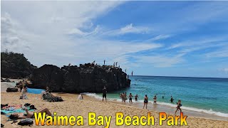 4K Waimea Bay Beach Park in North Shore on 92024 in Oahu Hawaii [upl. by Retrac]