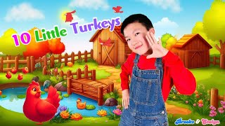 Kids Thanksgiving Song 10 Little Turkeys with Lyrics10 Little Turkeys Song for Toddlers amp Children [upl. by Elo842]