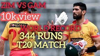 Zimbabwe vs Gambia WORLD RECORD 344 runs in 20 over cricket t20 zimbabwecricket batting asia [upl. by Leacim]