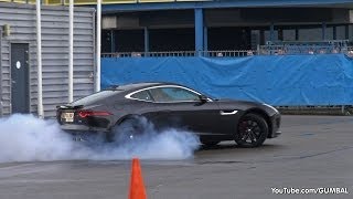 2015 Jaguar FType R Coupe BURNOUT  Porsche 918 Spyder [upl. by Ainat]