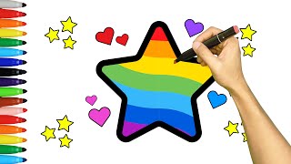 Colorful Star  Coloring for Kids Toddlers  LearnHowtoDraw KidsDrawing [upl. by Stavro]