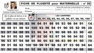 Fluidité en lecture pour Maternelles  Fiche de chiffres de 90 à 100  35 [upl. by Cila]