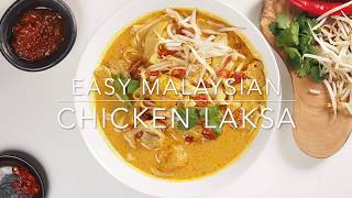 Malaysian chicken laksa  spicy coconut curry noodle soup [upl. by Guenna406]