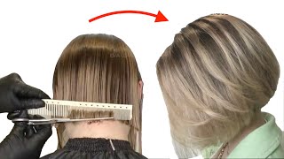 Bob Haircut Tutorial  How To Cut Angled Bob  Medium Bob Haircut Eva Lorman [upl. by Baseler]