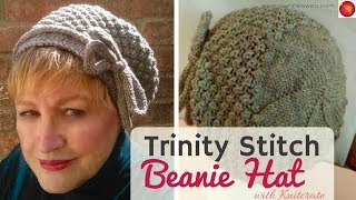 Trinity Stitch Beanie Hat with Knitcrate  Slouchy Hat  Cloche Knitted Hat [upl. by Attekahs826]