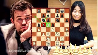 Szachowa wojna płci v2 Mistrz świata Magnus Carlsen vs Mistrzyni świata Ju Wenjun 2022 [upl. by Arvin]