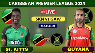 Guyana Amazon Warriors vs St Kitts amp Nevis Patriots Live 21th Match  GAW vs SKNP Live [upl. by Lareena748]