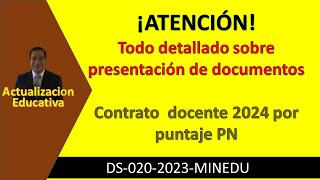 Documentos a presentar para contrato docente 2024 por Prueba Nacional [upl. by Airamak]