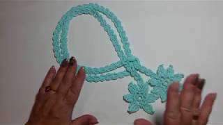 Cum crosetam colier cu flori HOW TO CROCHET NECKLACE WITH FLOWERS [upl. by Tryck157]