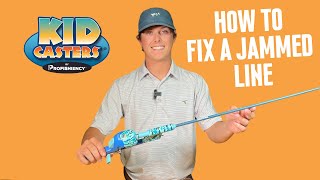 How to Fix Jammed Line on Kid Casters Fishing Rod [upl. by Foushee427]