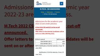 IIIT BANGALORE MTECH CSE AND ECE ROUND1 CUTOFF LISTS OUT [upl. by Notsgnal196]