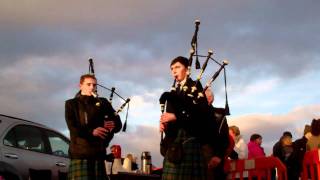 Scottish Pipers New Years Day Dook Broughty Ferry Harbour Dundee Scotland 2012 [upl. by Nehtanoj542]