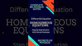 Neat Notes of Calculus🎀✨Homogeneous Equation in Differential Equation physicsnotes maths calculus [upl. by Acker]