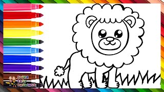 Drawing And Coloring A Lion 🦁🌈 Drawings For Kids [upl. by Lucias]