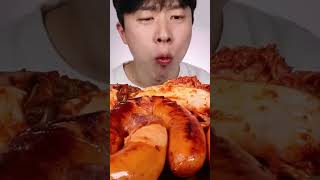 Kielbasa sausage with cheddar cheese sauce Mukbang [upl. by Ogdan]