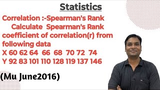 Correlation Spearmans Rank Example1 Calculate Spearmans Rank coefficient of correlationr [upl. by Sissel]