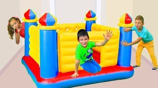 Max Pretend Play with Giant Inflatable Castle Bouncer [upl. by Eisteb634]