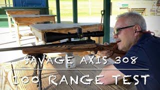 Savage Axis 308 Winchester boyds classic nutmeg stock Cabelas scope amp accutrigger 100 yd range test [upl. by Weksler]