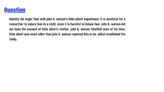 watson’s little albert experiment it is unethical for a researcher to induce fear in a child [upl. by Adnuhsat]