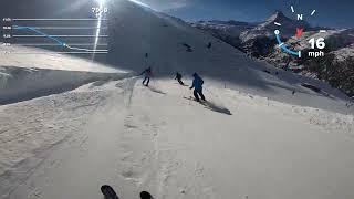 Skiing Zermatt Rothorn 3103m to Zermatt 1620m via black 13 and Red 1 [upl. by Neelyahs]