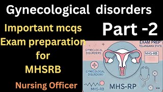 part 2 gynecological disorders mcqs for exam preparation MHSRB telangana state [upl. by Ware]