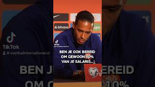 🤑 10 salaris inleveren Virgil van Dijk geeft antwoord oranje virgilvandijk voetbal [upl. by Naitsirhc]