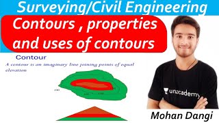 Contour  contour line  properties of contours  uses of contours  surveying  Civil [upl. by Ytinirt]