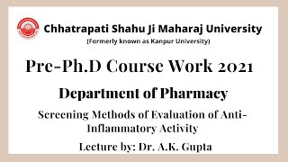 Screening Methods of Evaluation of antiinflammatory Activity  Department of Pharmacy CSJMU Kanpur [upl. by Esilrac]