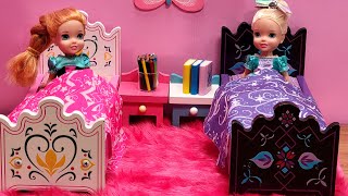 Go to bed  Elsa amp Anna toddlers  bedtime  breakfast morning routine  Barbie dolls [upl. by Ahsatniuq]