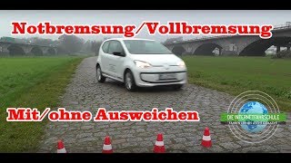 Vollbremsung  Notbremsung  Ausweichen Grundfahraufgabe Führerscheinprüfung Fahrprüfung [upl. by Haleehs]